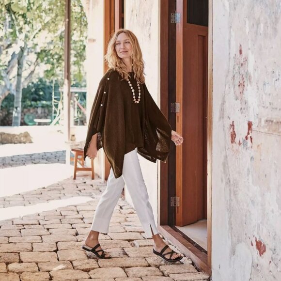 *NWT* J.JILL "GIA" 2-WAY PONCHO CAPE SWEATER + TANK TOP_KONA (BROWN)_OS_$79 - Picture 3 of 5